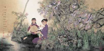 于文江 丙戌（2006年）作 暮香逐晚风 镜心